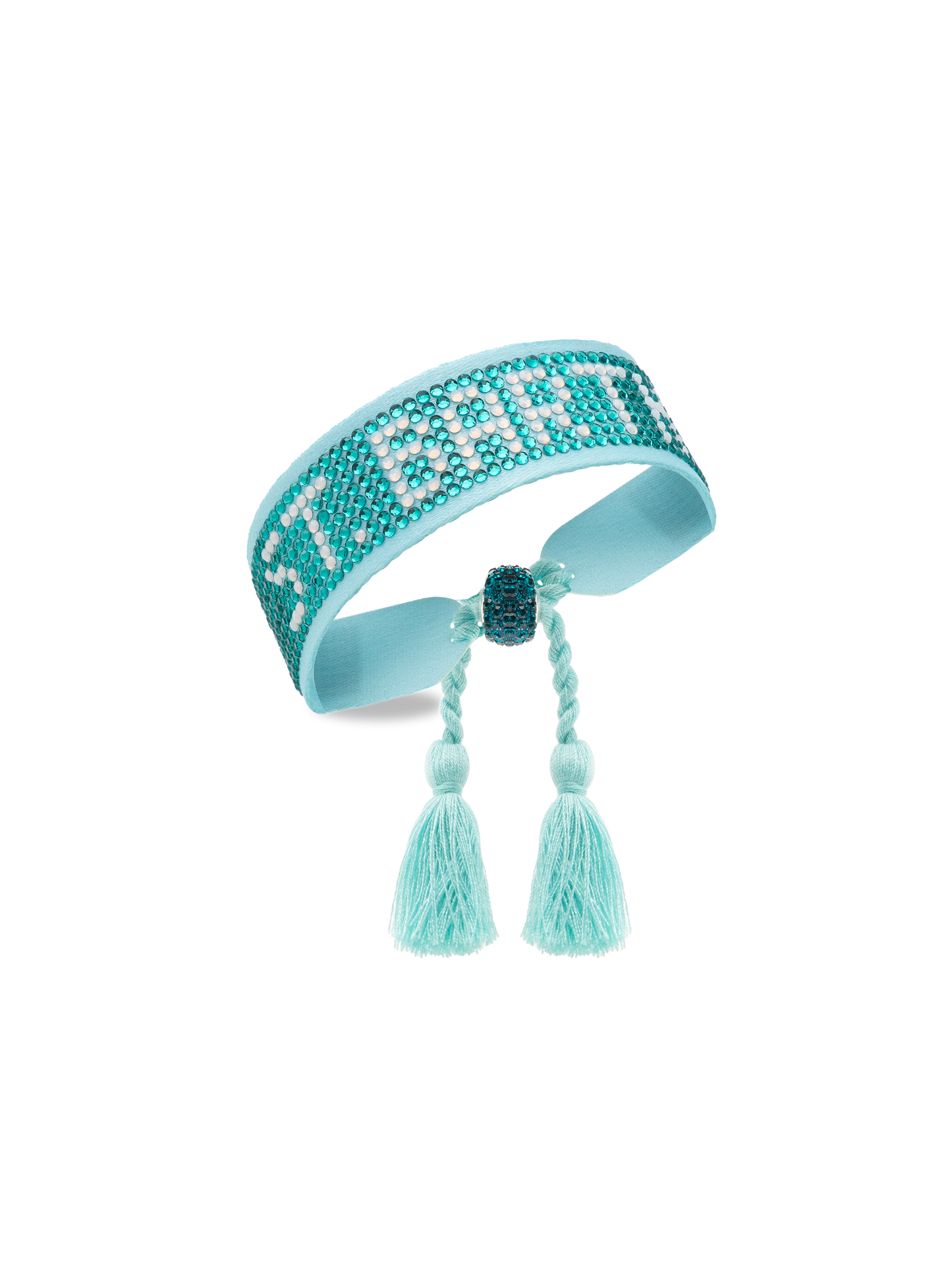 Water green rhinestones bracelet with St. Barth lettering
