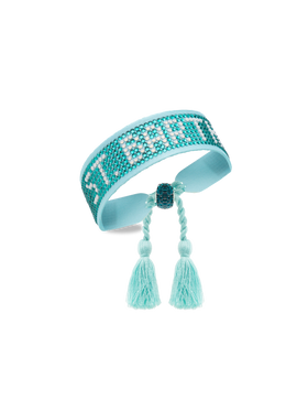 Water green rhinestones bracelet with St. Barth lettering