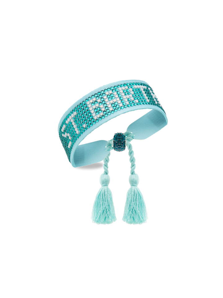 Wassergrünes Strassarmband mit St. Barth Schriftzug