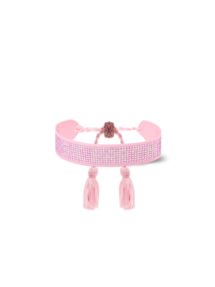 Rosa Strass-Armband mit St. Barth Schriftzug