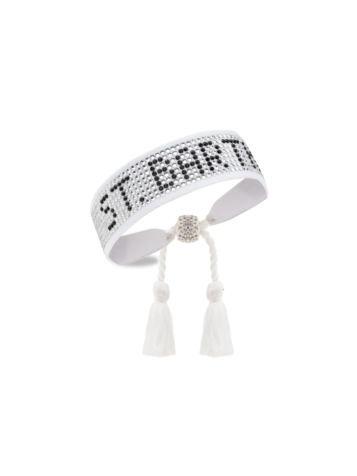 Weißes Strassarmband mit St. Barth Schriftzug