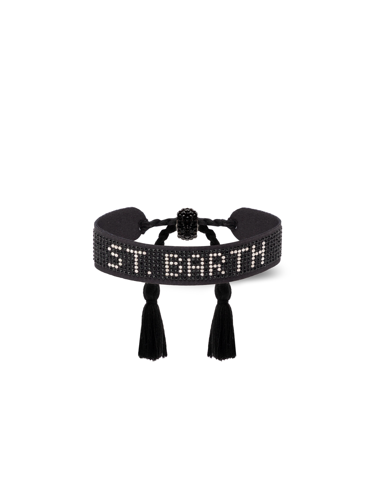 Black rhinestones bracelet with St. Barth lettering