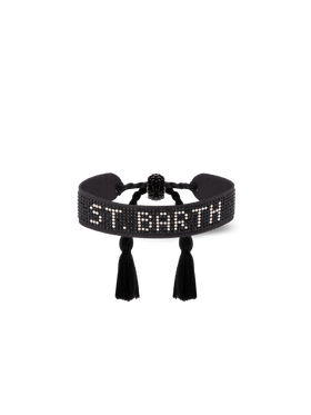 Black rhinestones bracelet with St. Barth lettering