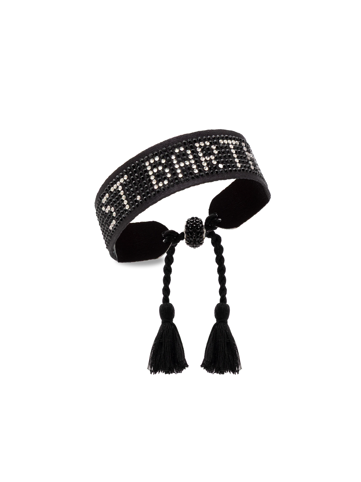Black rhinestones bracelet with St. Barth lettering