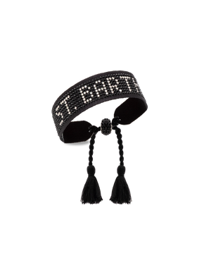 Black rhinestones bracelet with St. Barth lettering