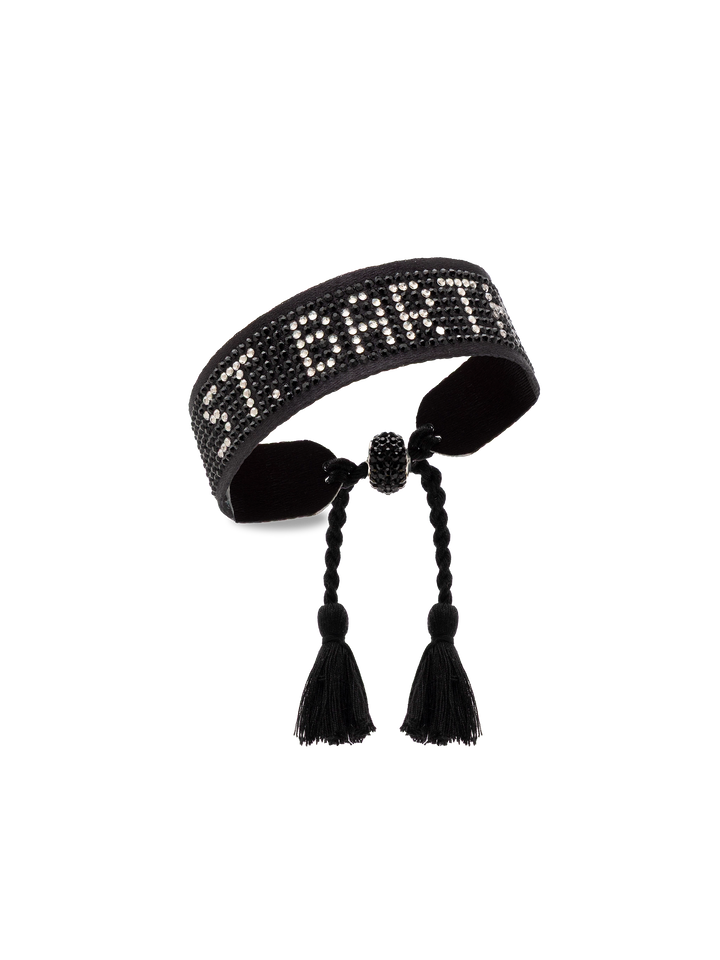 Schwarzes Strassarmband mit St. Barth Schriftzug