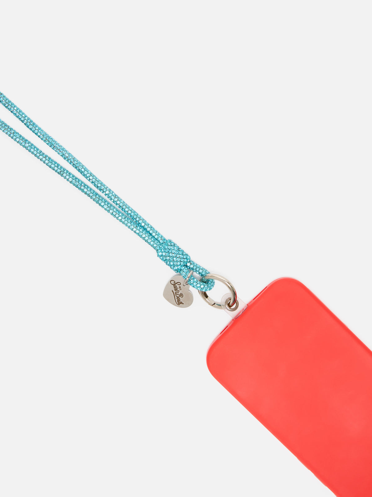 Light blue Strass Charm phone strap with logo charm