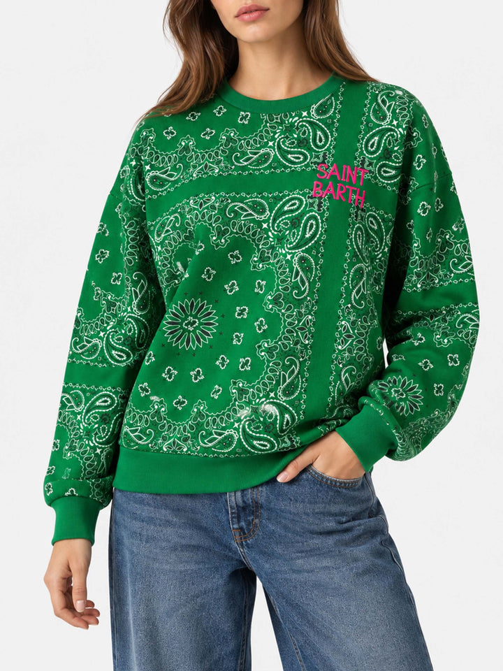 Sweat-shirt en coton Green Stardust avec imprimé bandana 