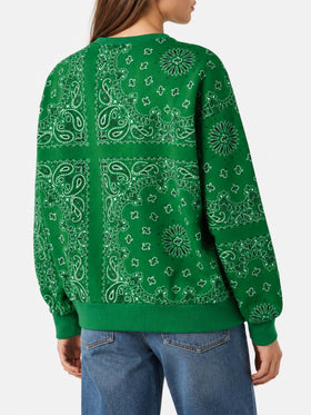 Grünes Baumwoll-Sweatshirt Green Stardust mit Bandana-Print 