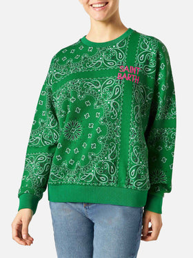 Felpa Stardust in cotone con fantasia bandana verde