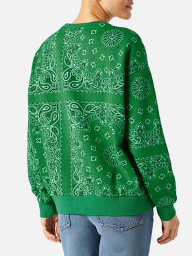 Felpa Stardust in cotone con fantasia bandana verde
