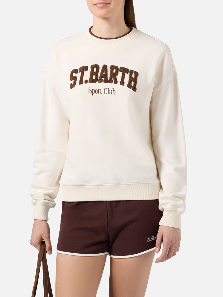Cream Stardust sweatshirt with raised terry-effect logo and Sport Club embroidery