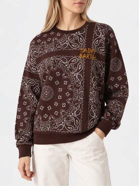 Felpa Stardust in cotone con fantasia bandana marrone
