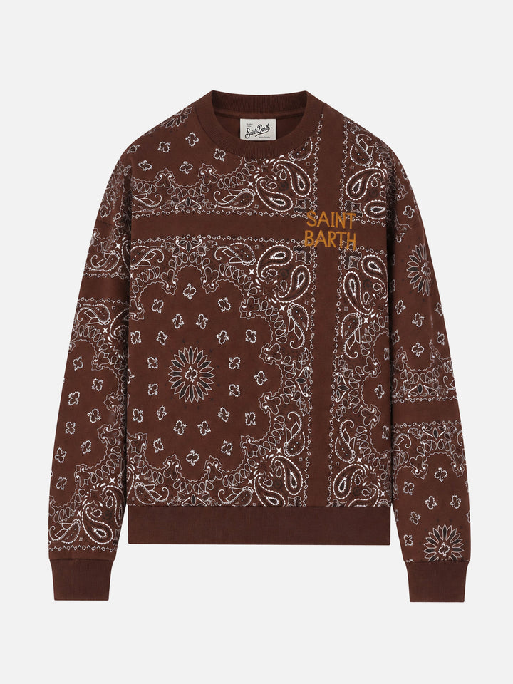Felpa Stardust in cotone con fantasia bandana marrone