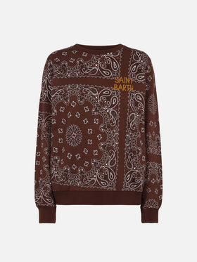 Brown Stardust cotton sweatshirt with bandana print