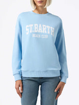 Light blue sweatshirt Stardust with St. Barth Beach Club print