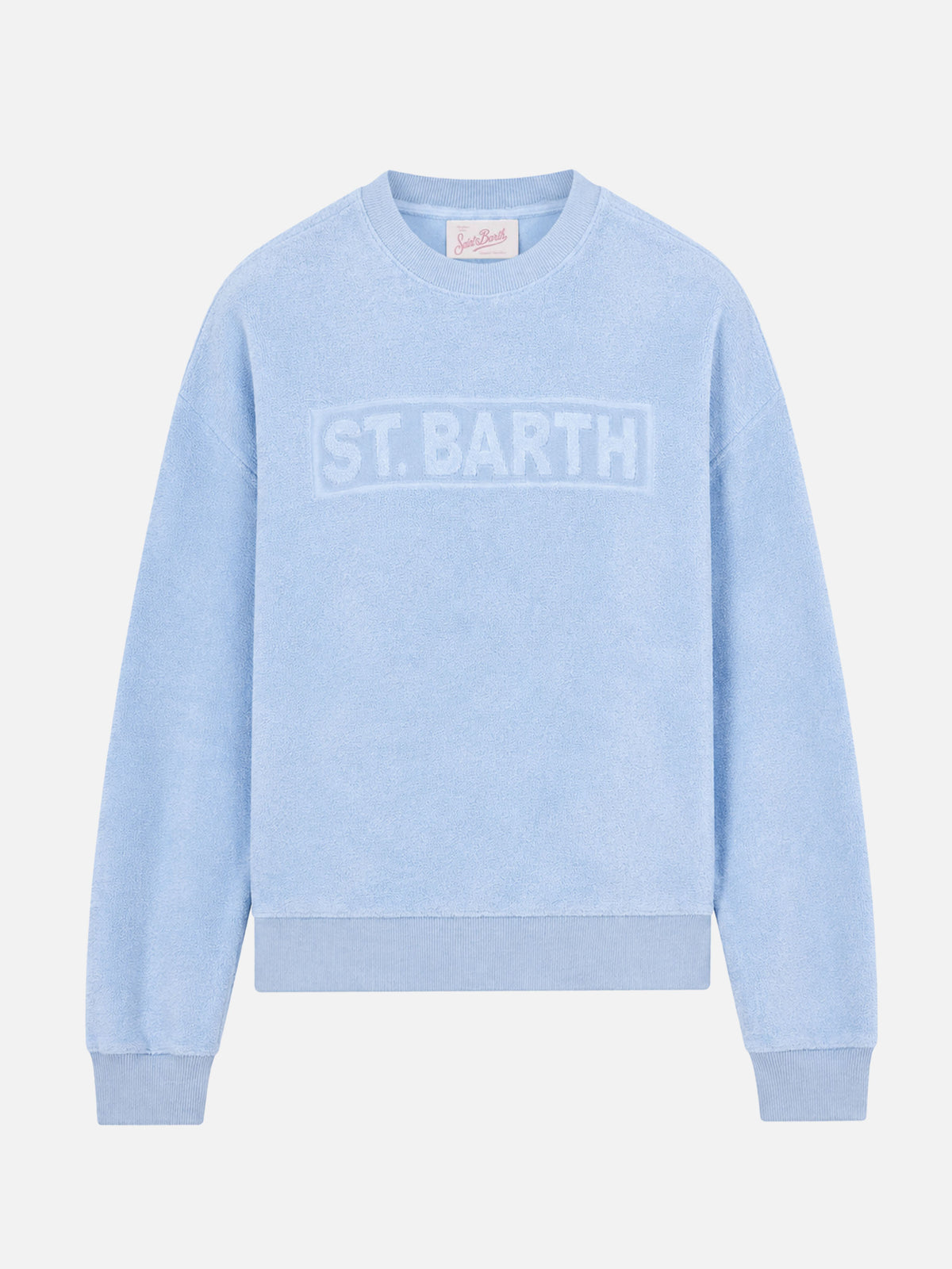 Felpa Stardust azzurra in spugna con logo in rilievo