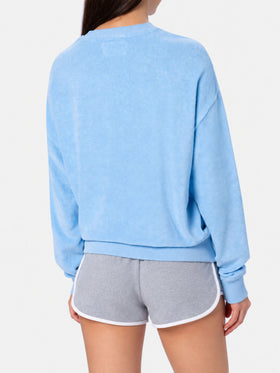 Felpa da donna Stardust di cotone spugna di colore azzurro