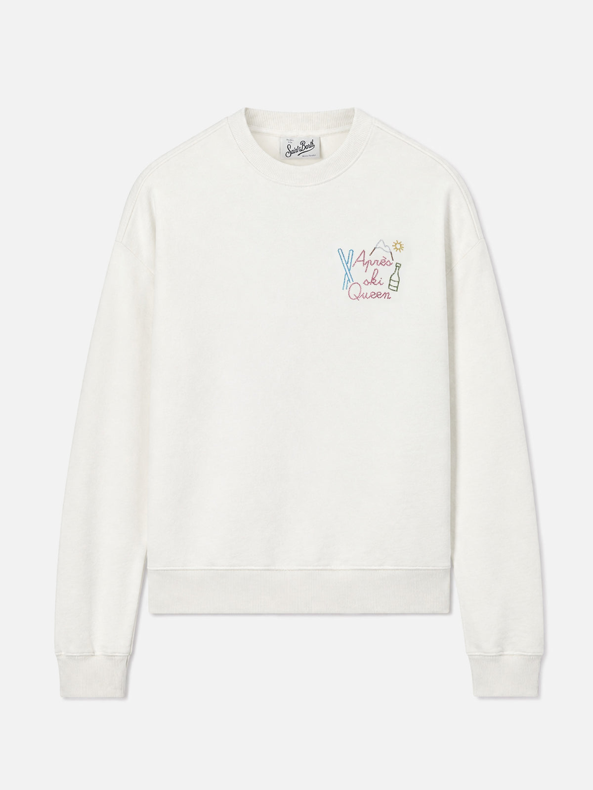 Sweat-shirt Stardust en coton blanc avec application de strass Après Ski Queen 