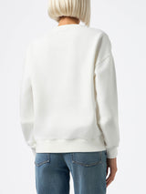 Woman white fleeced cotton sweatshirt Stardust