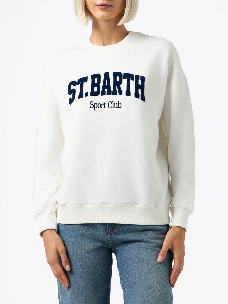 Woman white fleeced cotton sweatshirt Stardust