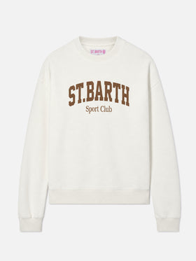 Sweat-shirt en coton Stardust blanc avec imprimé floqué St. Barth Sport Club 