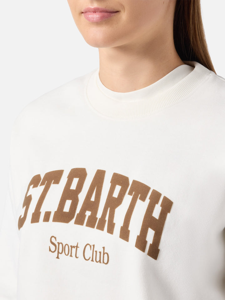 Felpa Stardust in cotone bianco con stampa flock St. Barth sport club