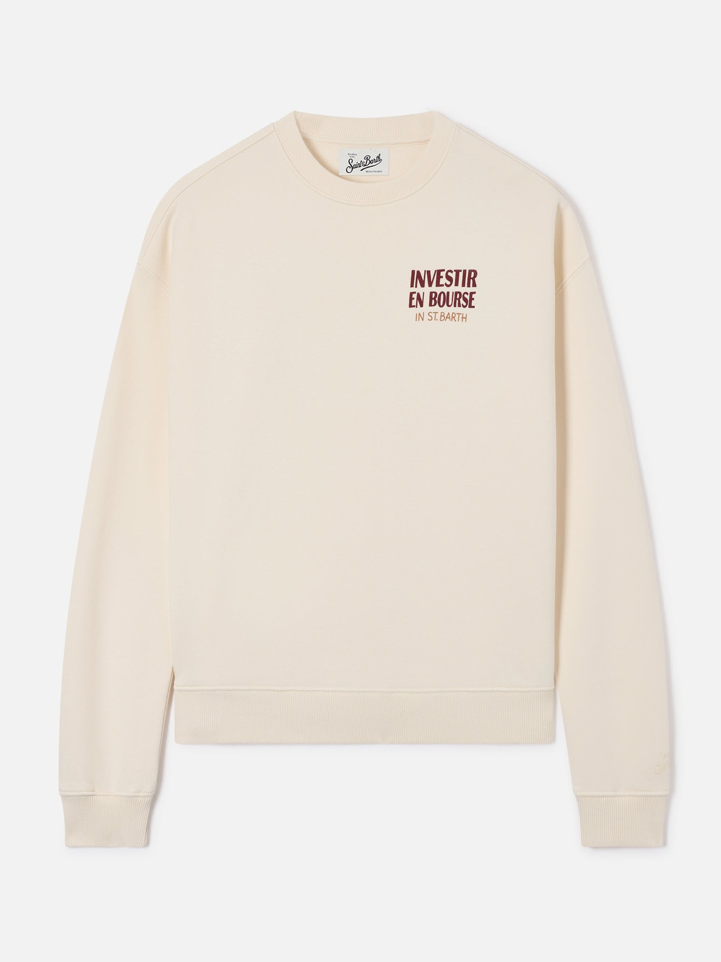 Sweat-shirt ras du cou Stardust en coton blanc avec broderie Investir en Bourse 