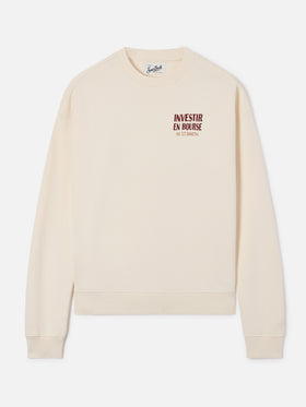 Sweat-shirt ras du cou Stardust en coton blanc avec broderie Investir en Bourse 