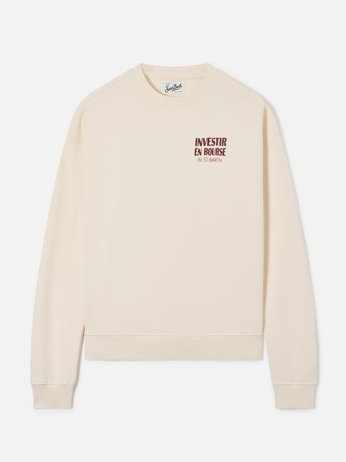 Stardust crewneck sweatshirt in white cotton with Investir en Bourse embroidery