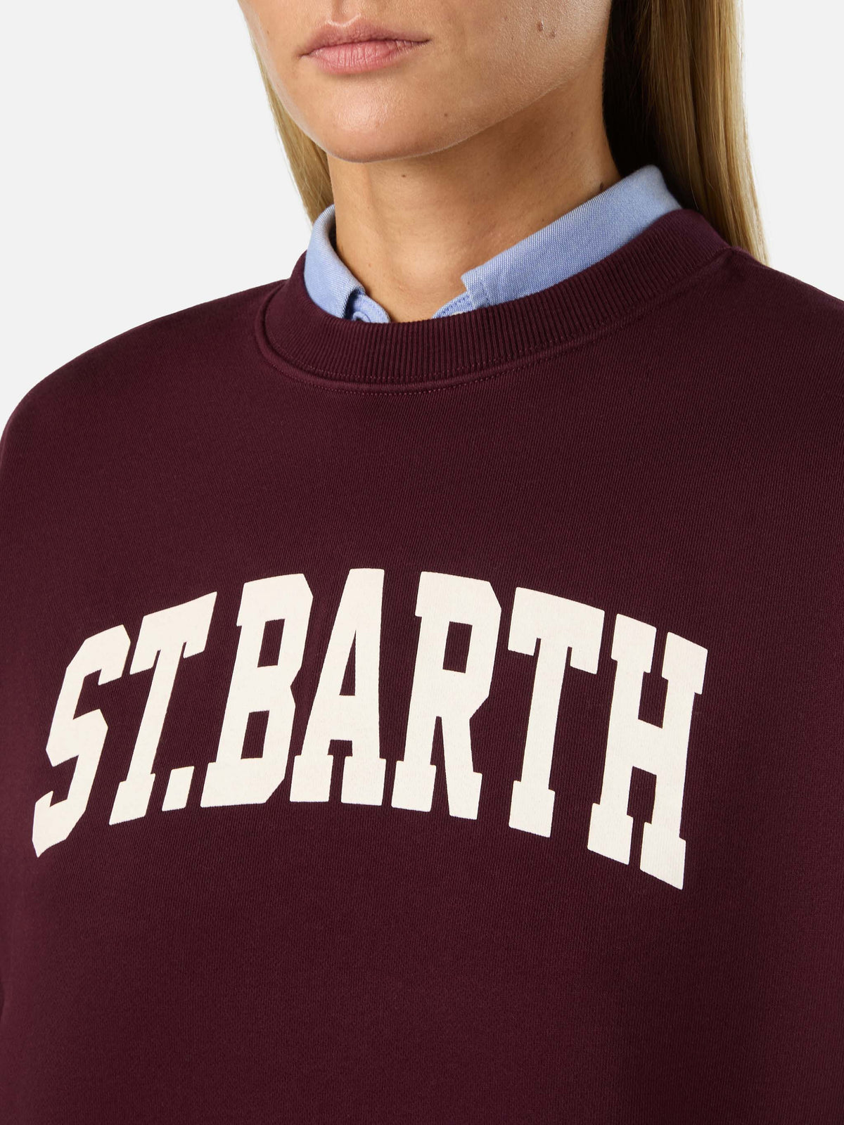 Felpa Stardust bordeaux con stampa St. Barth