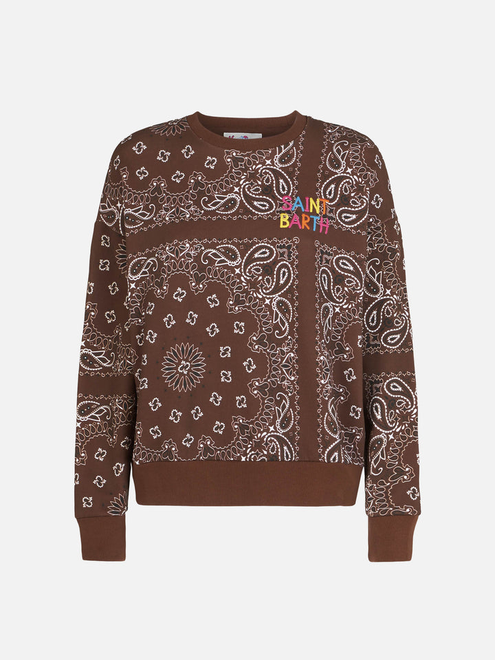 Damen-Fleece-Sweatshirt mit Bandana-Print