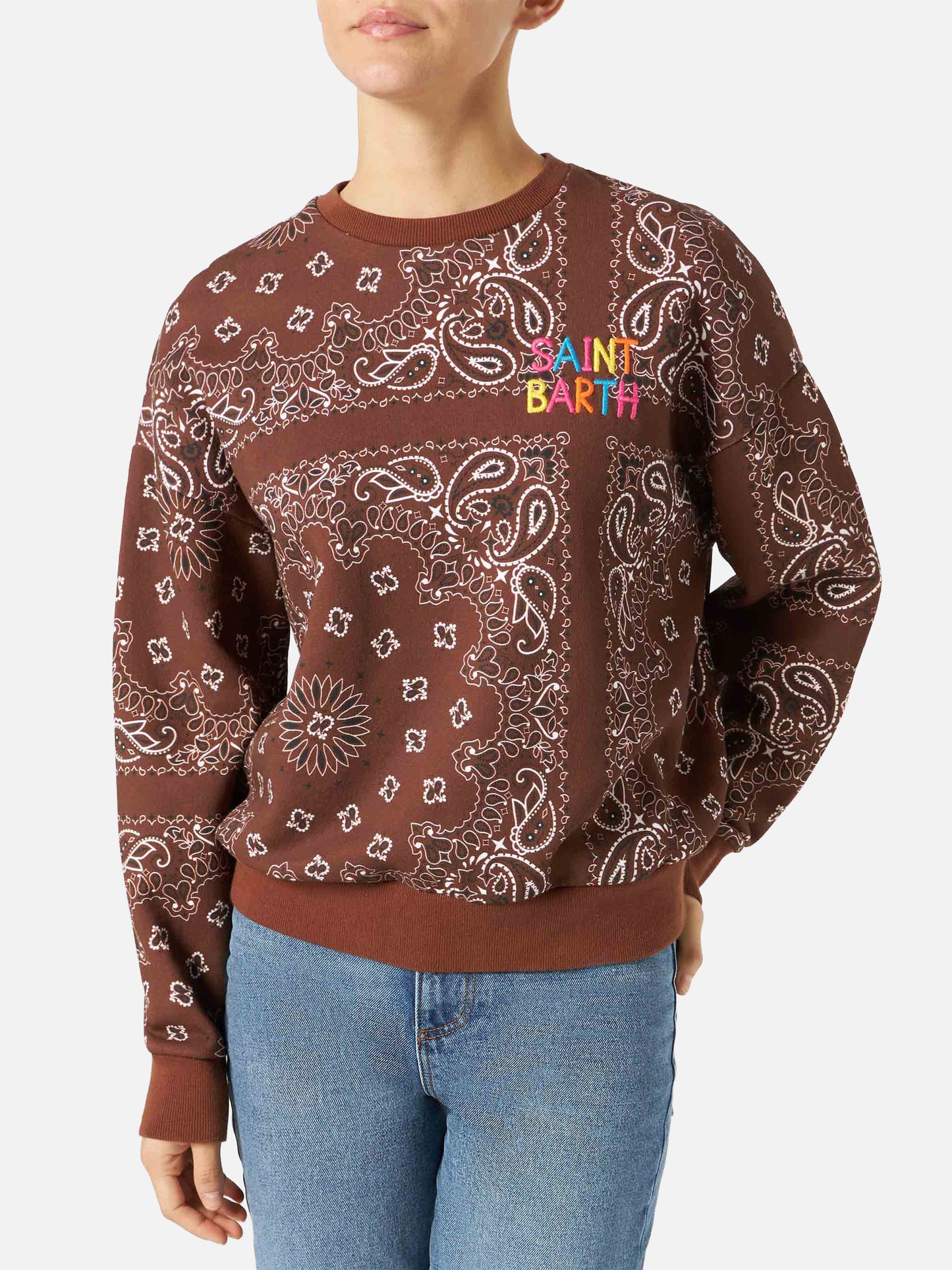 Brown Stardust sweatshirt with bandana print