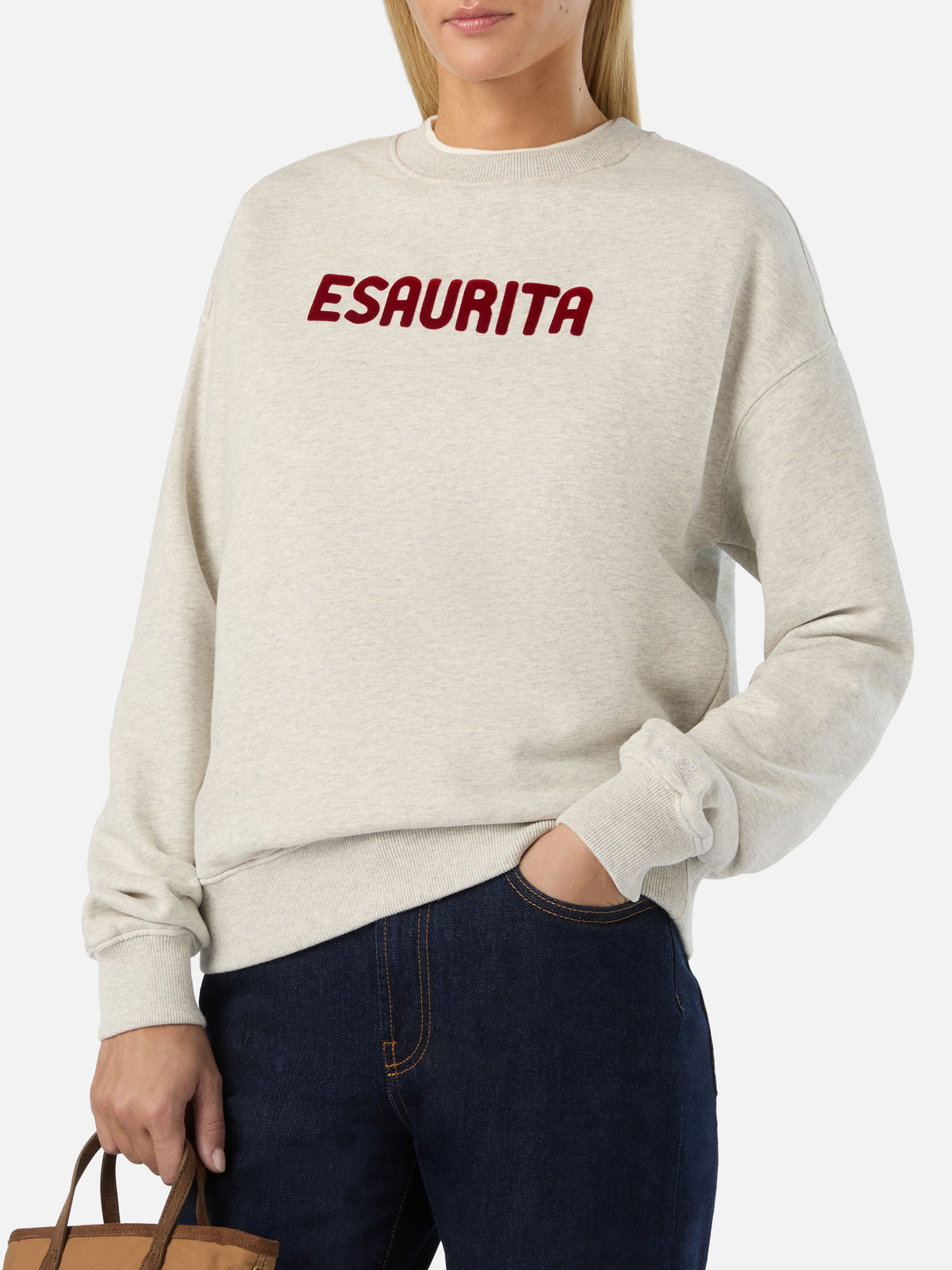 Graues Stardust-Sweatshirt mit Esaurita-Flockprint 