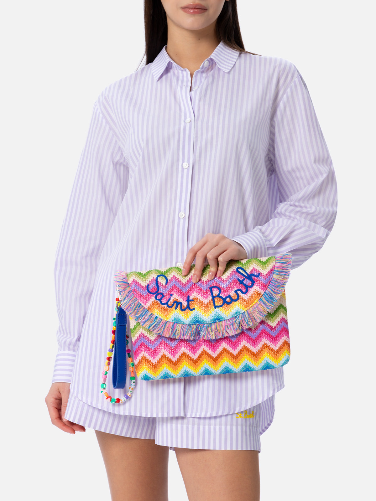 Strohpochette mit Fruchtanhängern