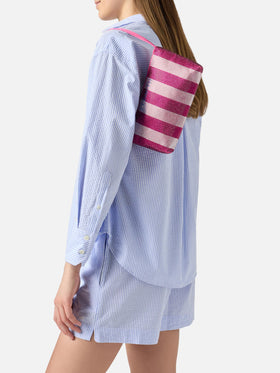 Mini-Tasche Strassy mit rosa und silbernen Strasssteinen