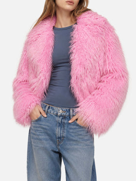 Pink furry short jacket Sully