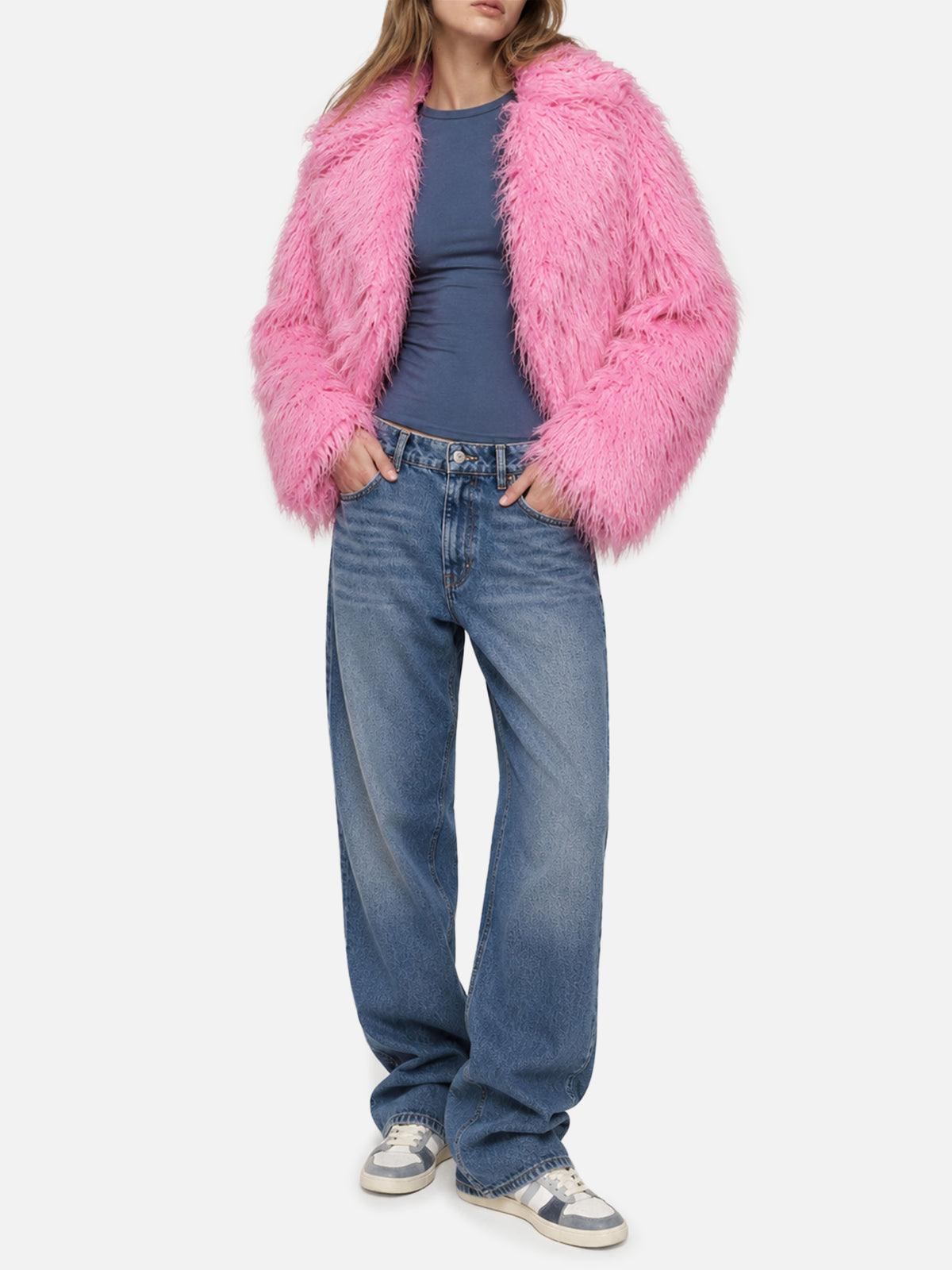 Pink furry short jacket Sully