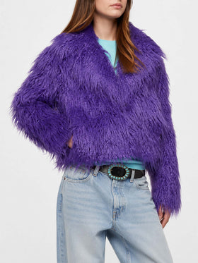 Chaqueta corta de pelo sintético morado Sully 