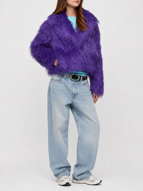 Chaqueta corta de pelo sintético morado Sully 