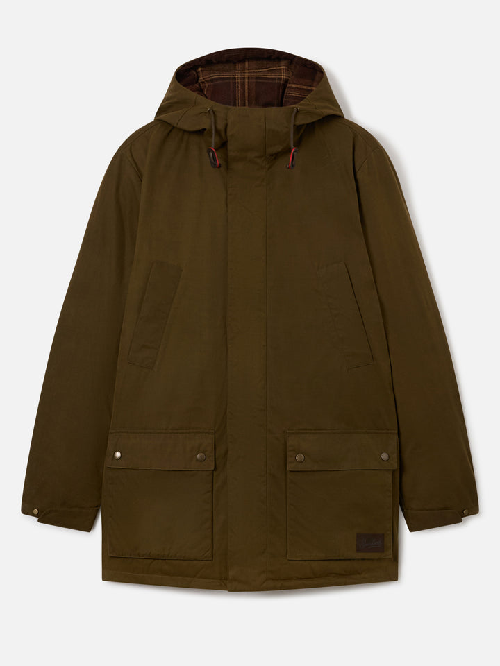 Green Sven waxed parka with hood