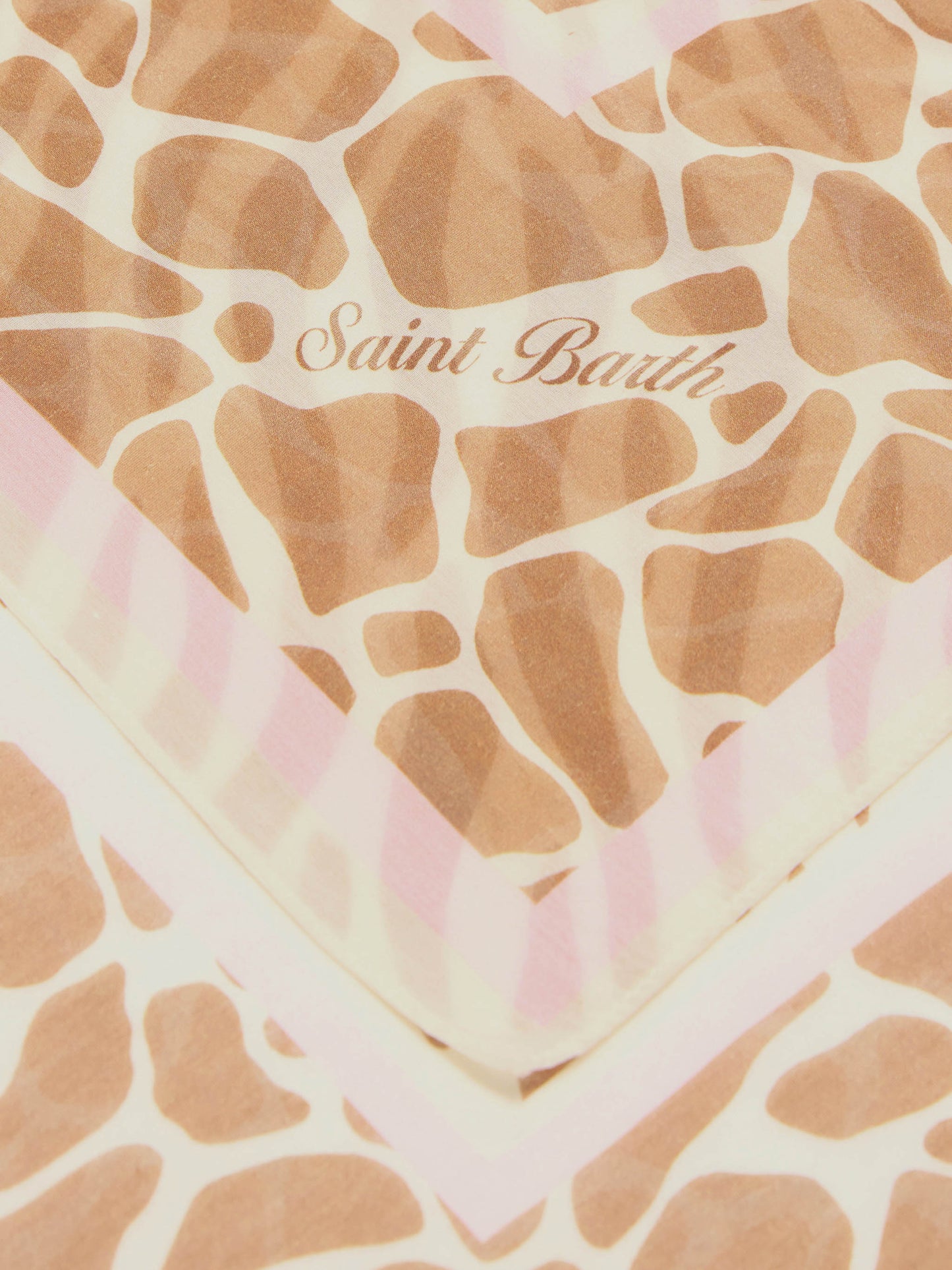 Thaiti long pareo in silk blend with brown zebra animal print