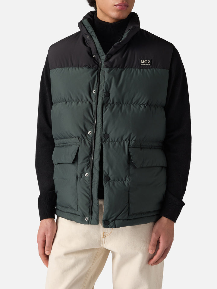 Man down padded green vest with pockets