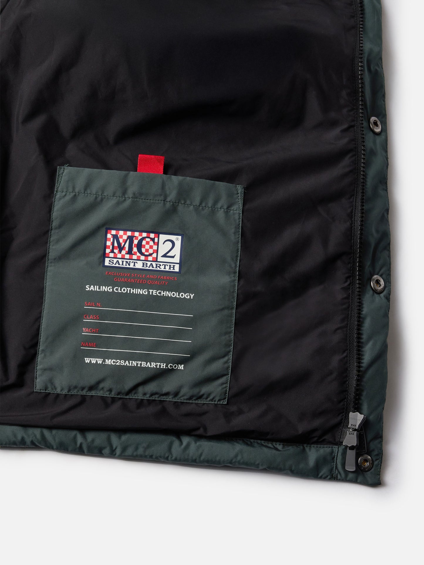 Gilet da uomo imbottito in piuma verde con tasche