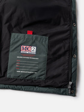 Gilet da uomo imbottito in piuma verde con tasche