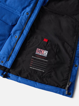 Herrenweste aus blauer Wolle mit Daunenfüllung und Taschen