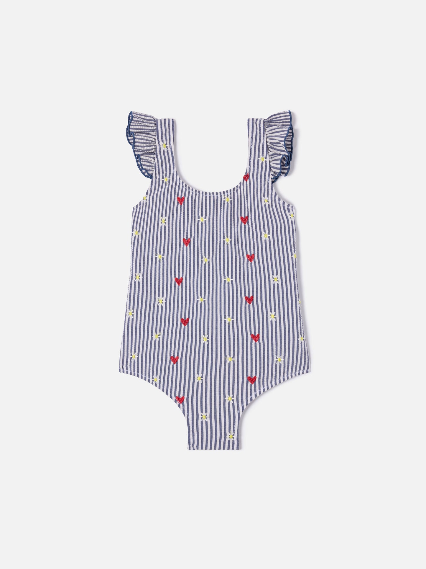 Tilda one-piece swimsuit in striped seersucker with embroidery