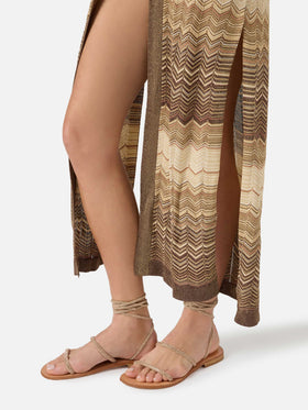 Cardigan lungo Tonia in maglia marrone