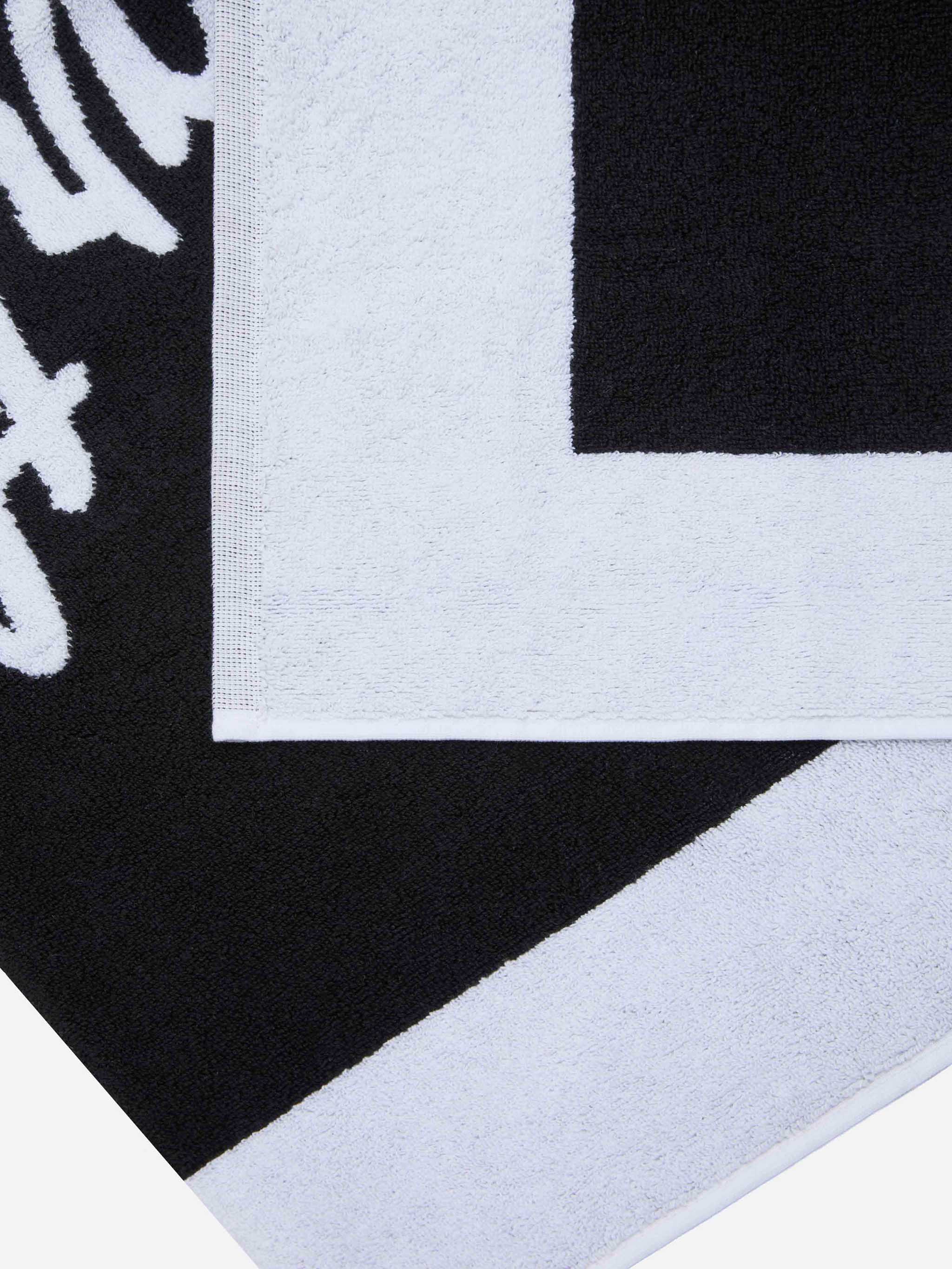 Black terry beach towel with white frame – MC2 Saint Barth