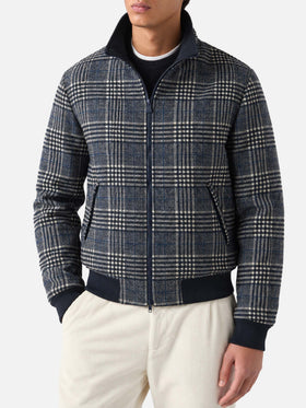 Navy blue Traveler bomber jacket in Prince of Wales check